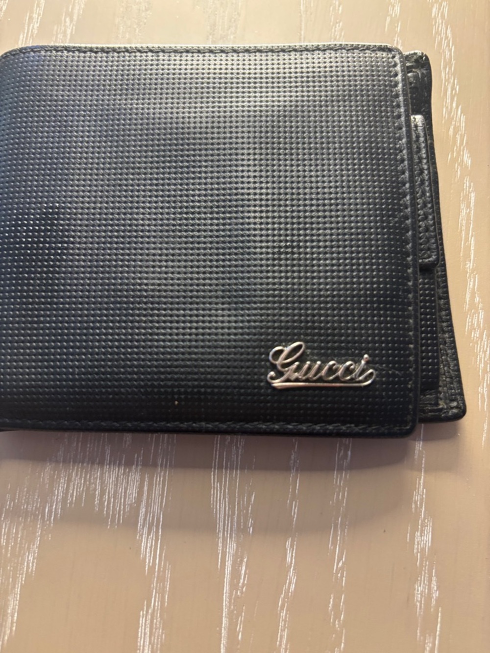 Gucci Black Textured Leather Cardholder with Silver Logo
